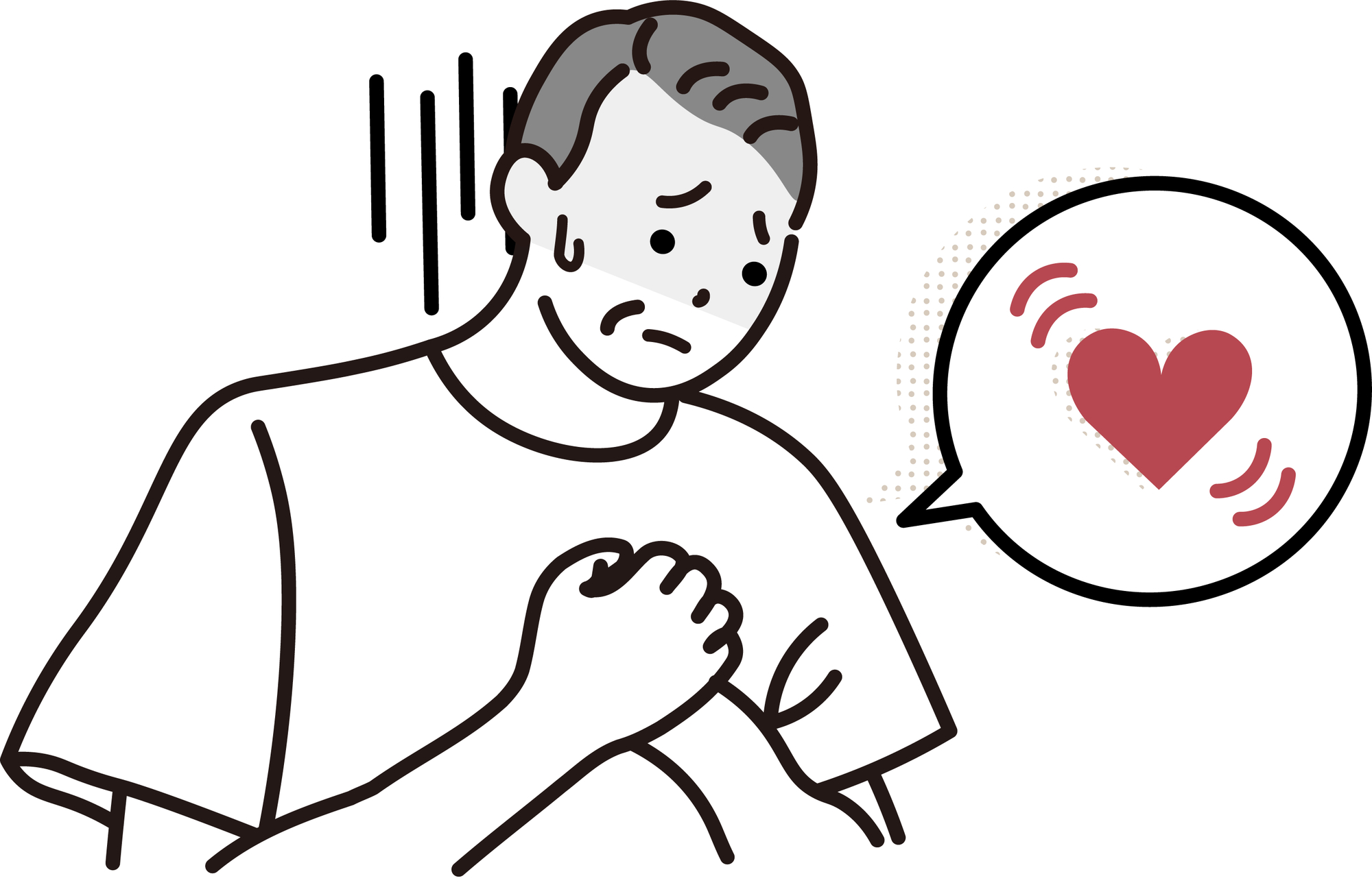心筋症を心配する男性